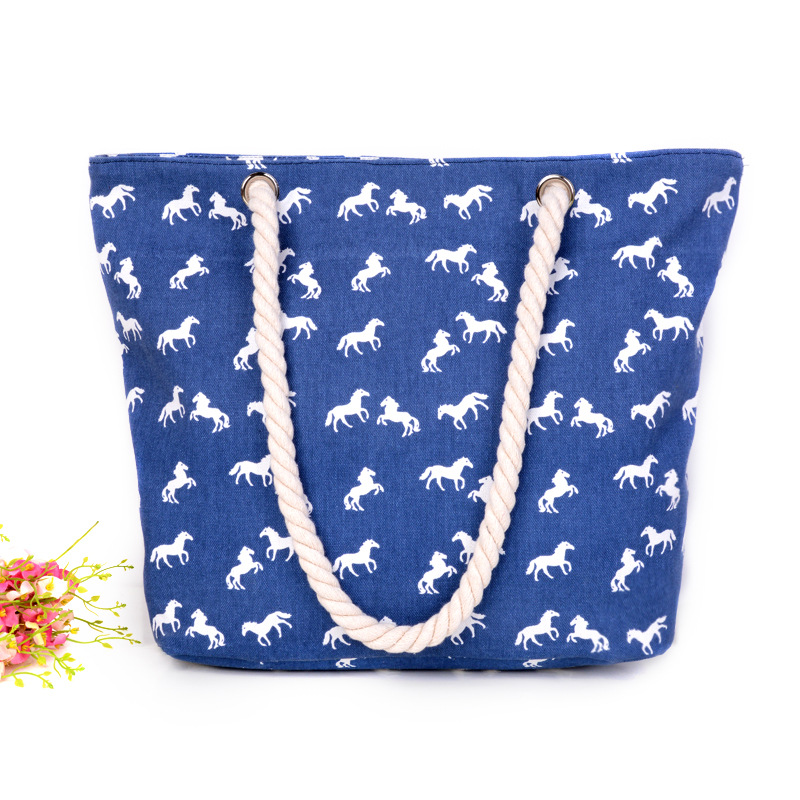 Blue Star Canvas Tote with Tied Rope Handles – Plaid Pear Designs