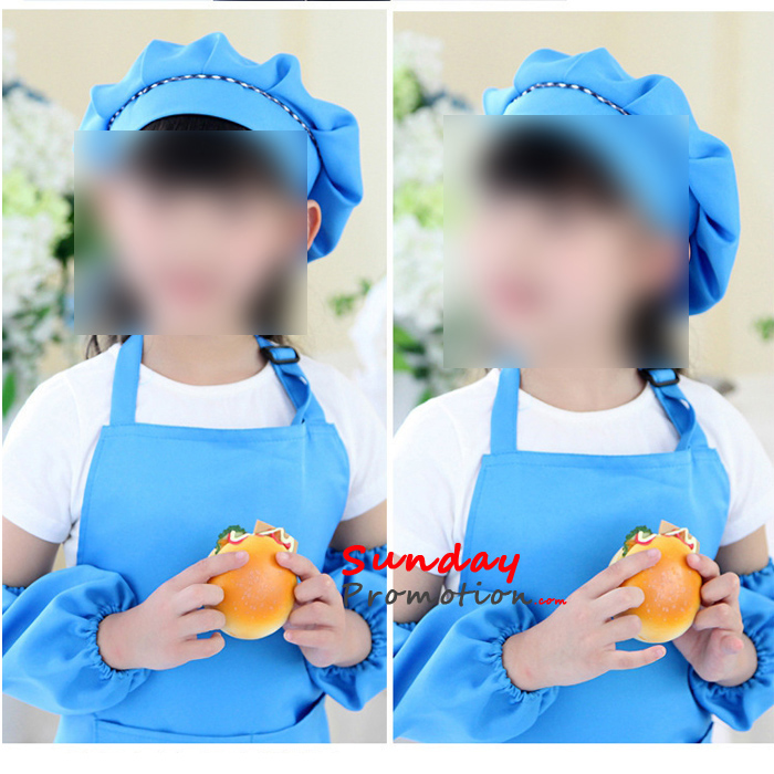 Custom Kids Aprons for Promotion Sleeves and Hat Suits for 3-6 Years 3