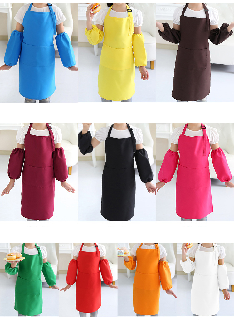Kids Apron Sets with Sleeves Custom Printed Aprons for Promotional Gifts 4
