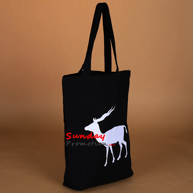 Custom Printed Black Canvas Tote Bags for Promotion 12 oz. 31*40cm 9