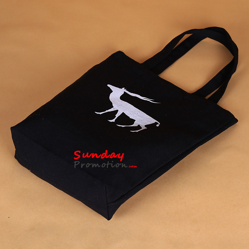Custom Printed Black Canvas Tote Bags for Promotion 12 oz. 31*40cm 9
