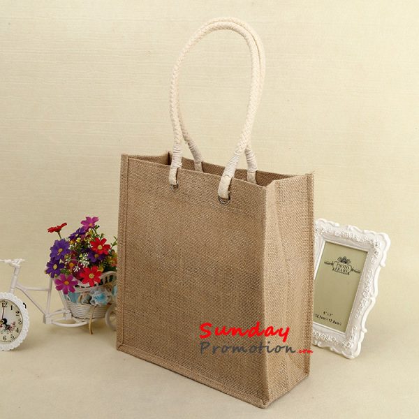 Custom Gunny Tote Bags with Rope Handle Natural Material Bags