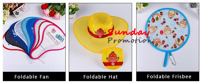 Custom Foldable Collapsible Frisbee Fan with Pouch Full Color 25cm