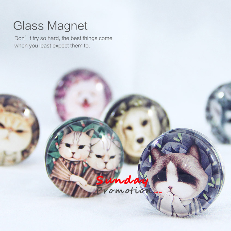 Custom Clear Glass Fridge Magnet for Promotion Gifts 3.5cm