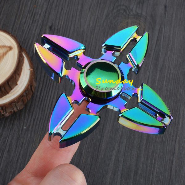Custom Fidget Spinner Hand Toy Rainbow Color 4 Leaves Hand Spinner