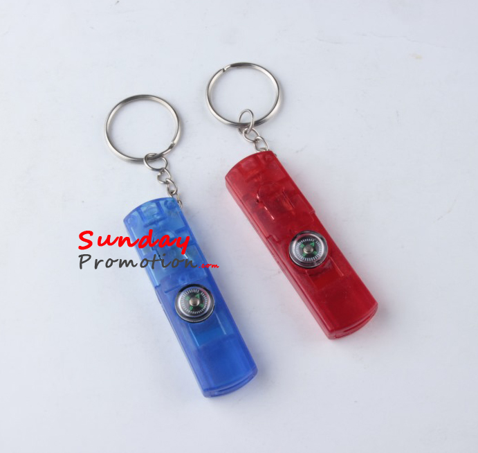 Custom Promotional Keychains with Whistle and Compass LED Light 213