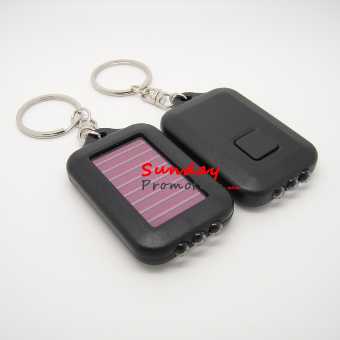 Custom Promotion LED Keychain Solar Power Chargeable Key Light