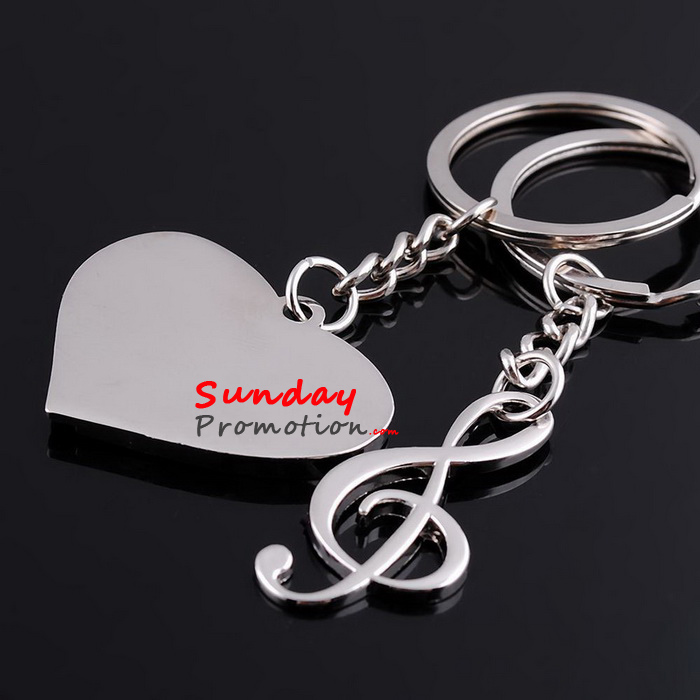 Wholesale Music Note Keychain Metal Couple Keychain for Lovers 322
