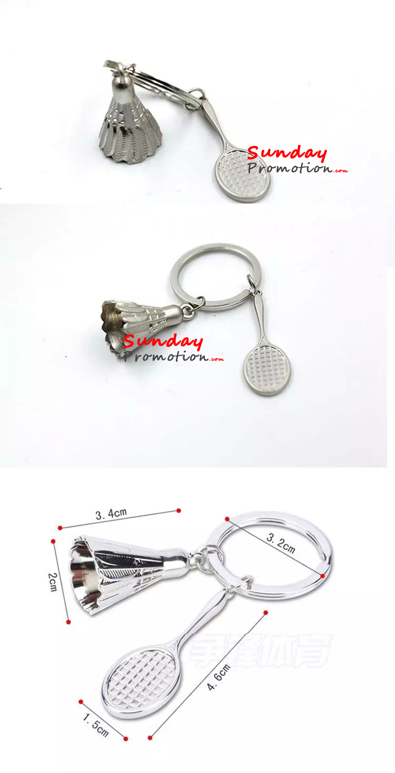 Wholesale Metal Keychains Badminton Keychain with Logo Engraved