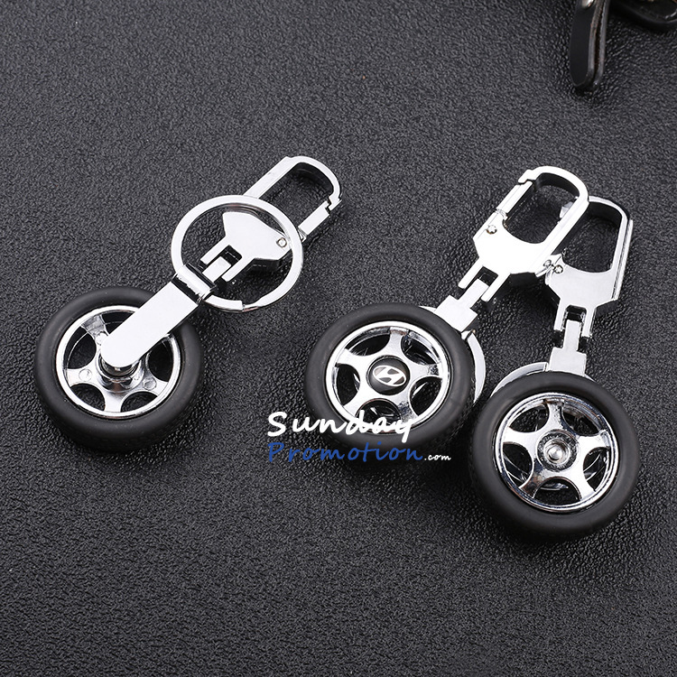 Custom Tyre Keychain with Engrave Logo Promotional Car Tire Key Tag Metal