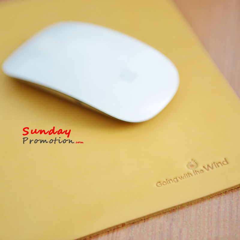 Custom Leather Mouse Pad with Debossed Logo for Promotion Gifts