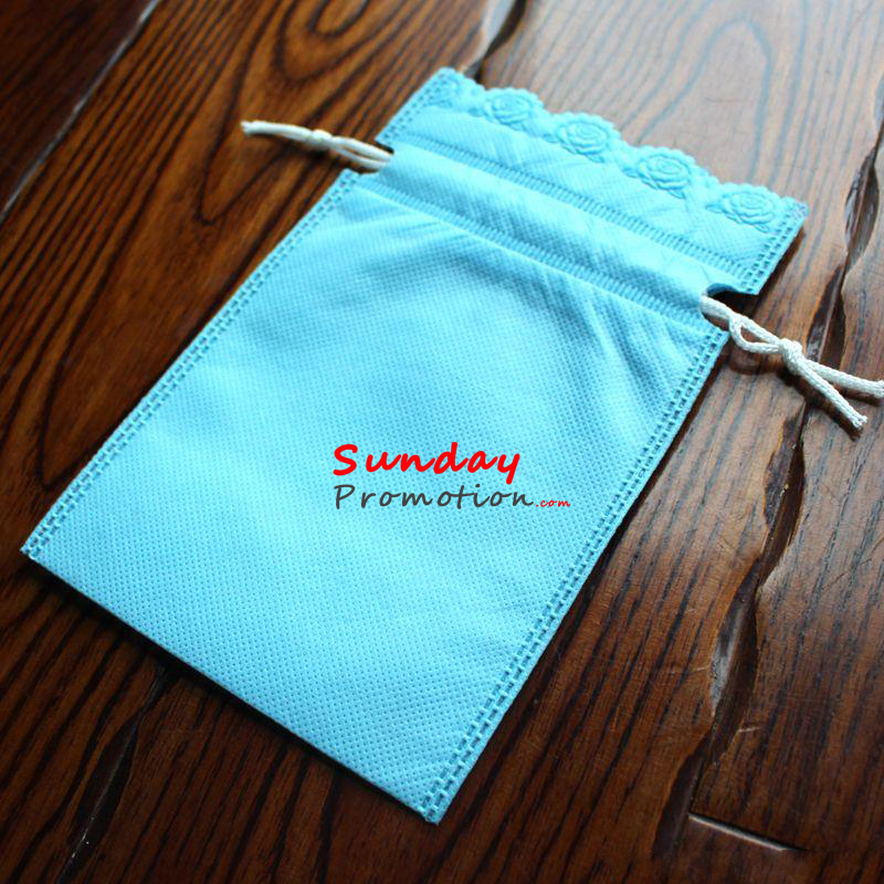 Custom Small Non Woven Tote Drawstring Bag with Lace 15*20cm