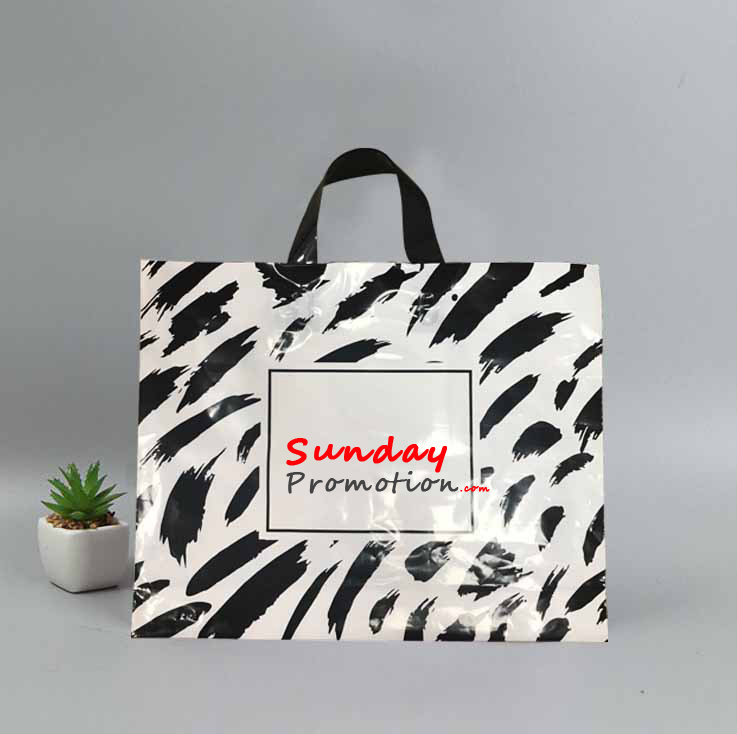 Zebra Plastic Retail Packaging Bags Loop Handle Plastic Bags Wholesale