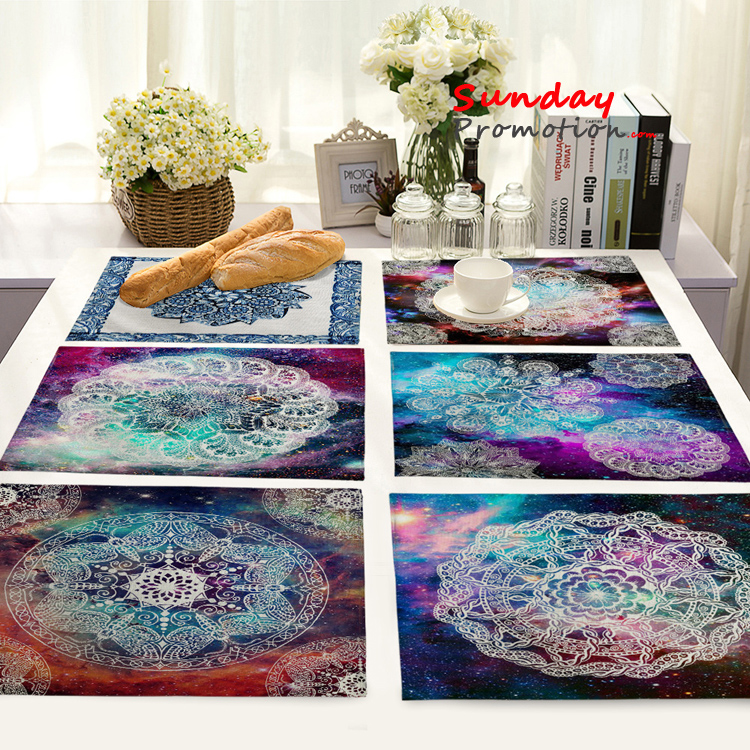 Mandala Print Canvas Placemat Set Wholesale Custom Canvas Placemats Canada