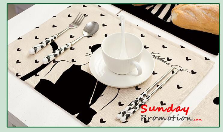 Wholesale Black and White Placemats UK Online Modern Cat Design