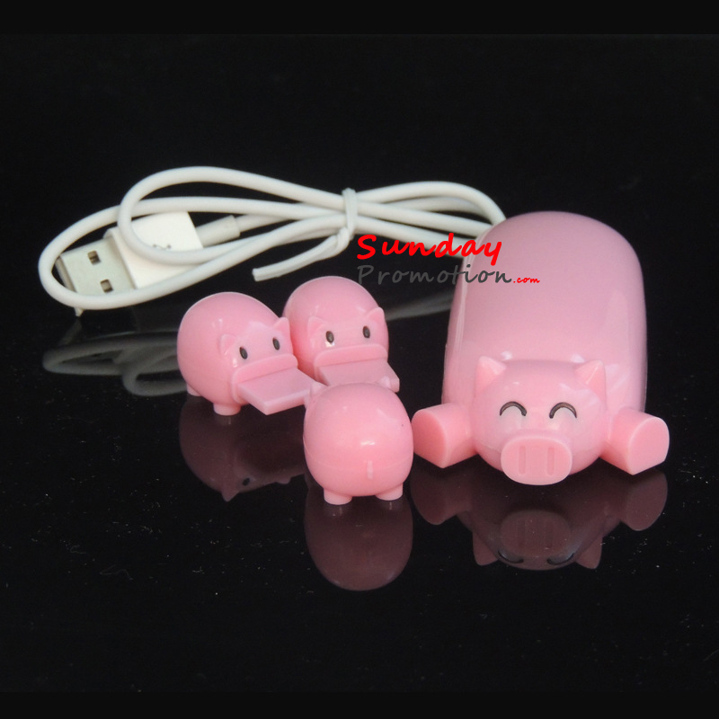 Pig Design Custom Logo USB Hub 3 Ports For Promotional Gifts