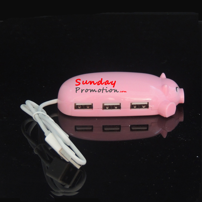 Pig Design Custom Logo USB Hub 3 Ports For Promotional Gifts