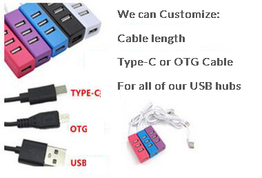 Type C Branded Promotional USB Hubs Logo USB Splitter Cables