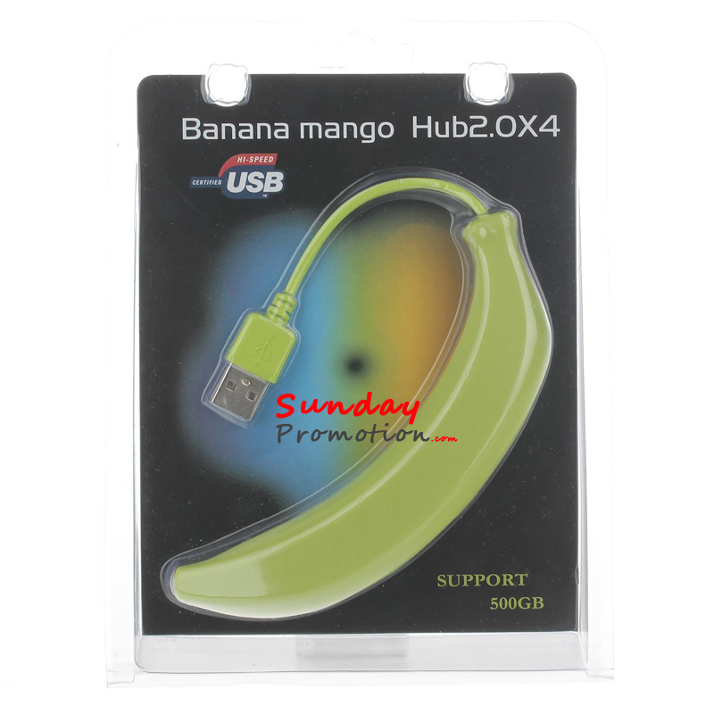 Banana Shape USB 2.0 HUB with Company Logo Imprint 4 ports