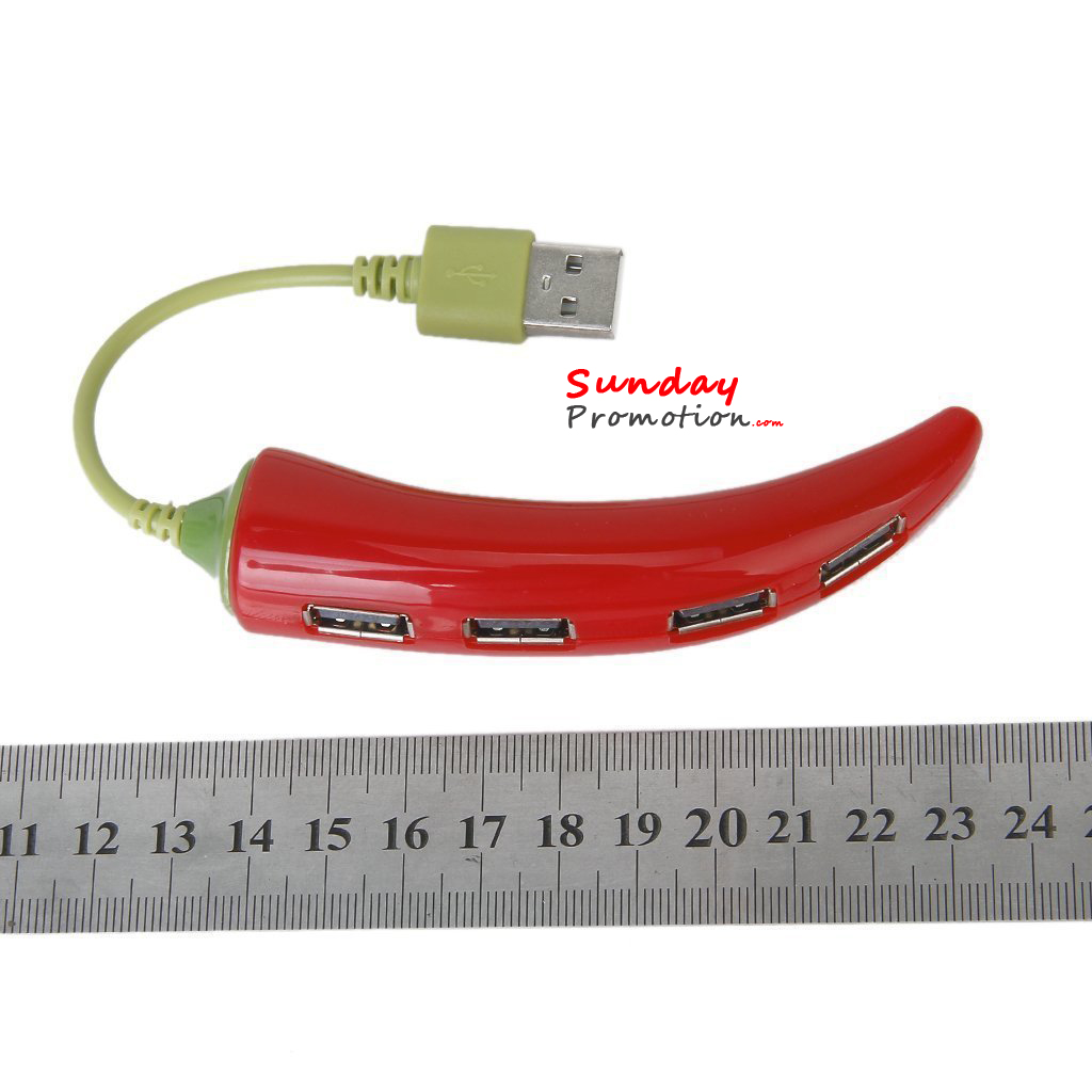 Custom 4-Ports High Speed 2.0 Chilli USB Hubs Funny Design for Gifts