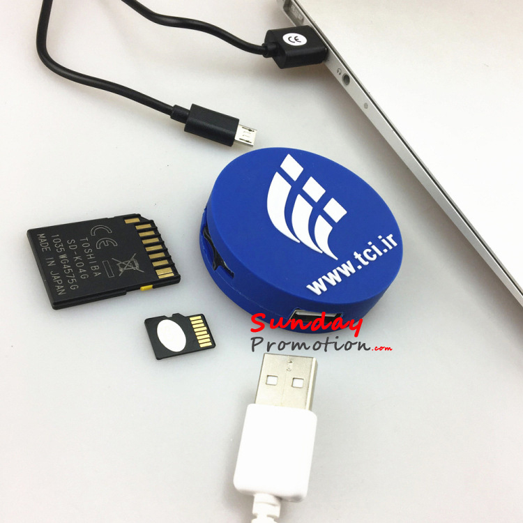 Promotional Computer USB Hubs and Card Reader Custom Logo Soft PVC