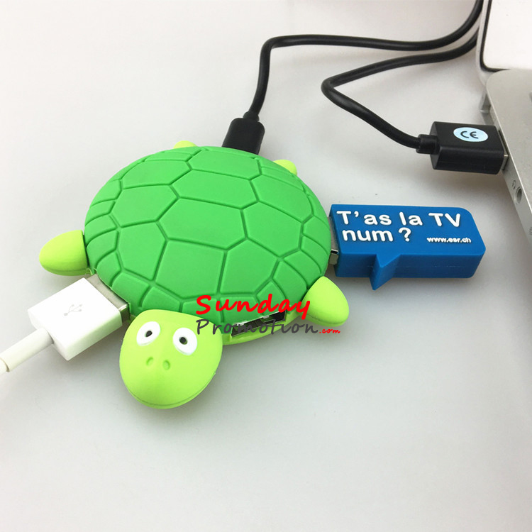 Custom Shaped USB Hubs Turtle Personalized Company Logo